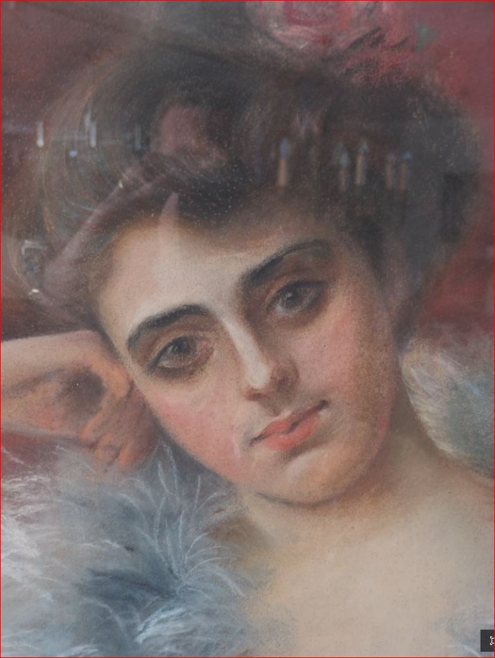 Portrait De Jeune Femme ( Pastel ).-photo-2