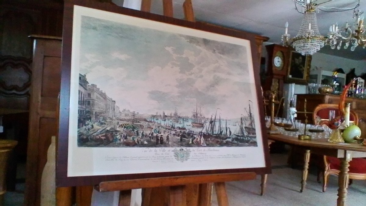 Engraving, View Of The City And The Port Of Bordeaux