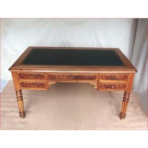 Louis-philippe Style Desk In Solid Walnut And Walnut Veneer