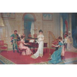 Gravure Scéne Galante :" Matinée musicale" .