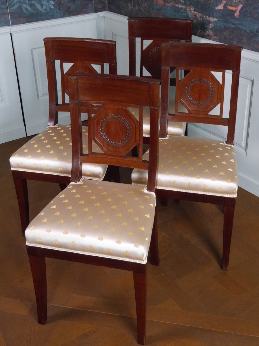 Suite Of 4 Empire Period Chairs, Early 19th Century-photo-2