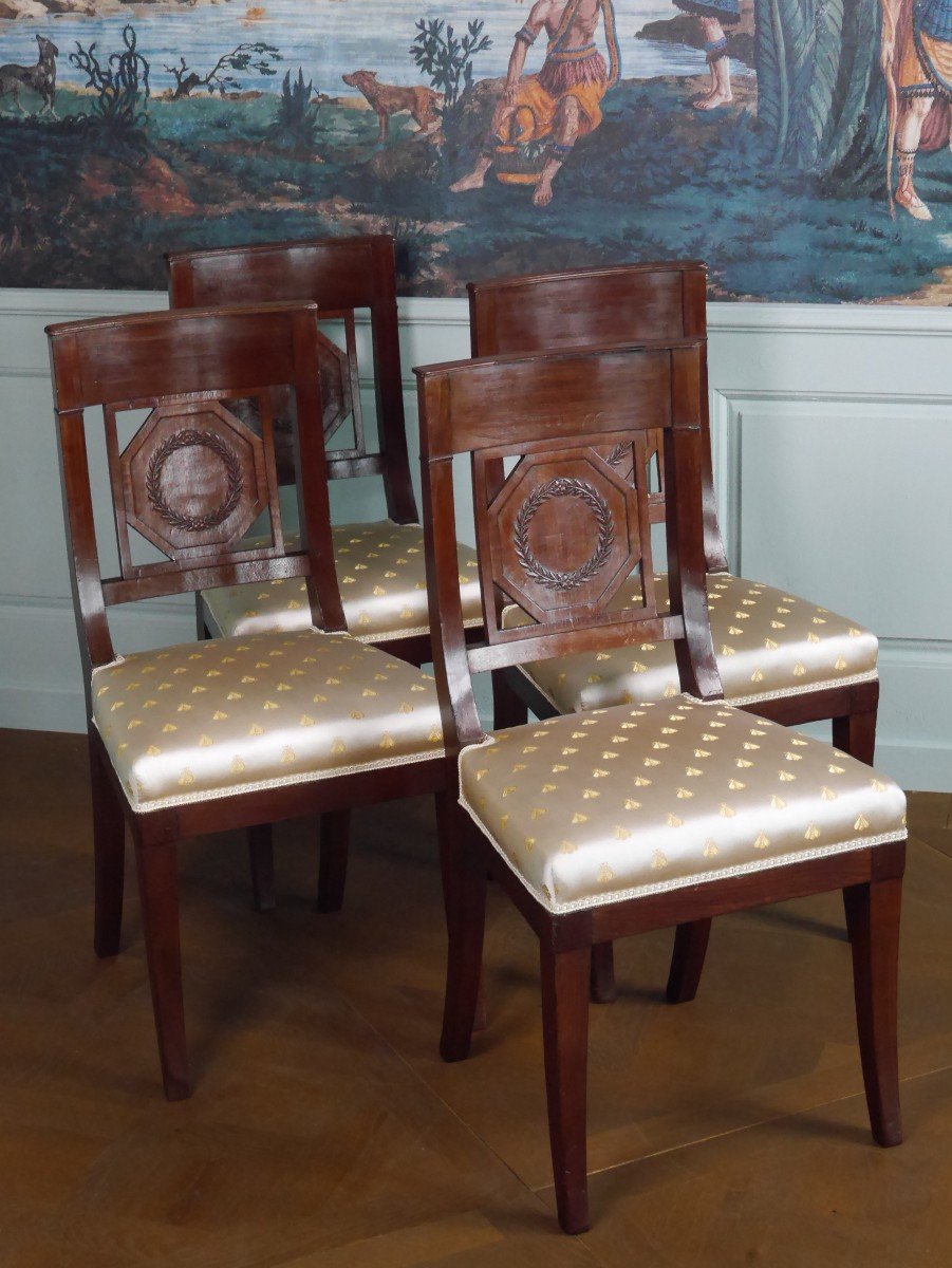 Suite Of 4 Empire Period Chairs, Early 19th Century-photo-3