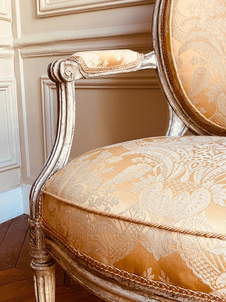 Fauteuil Louis XVI Estampillé Brizard, XVIIIe-photo-3
