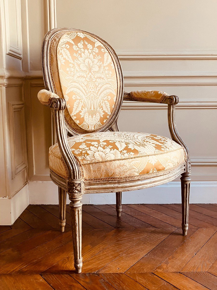 Fauteuil Louis XVI Estampillé Brizard, XVIIIe-photo-4