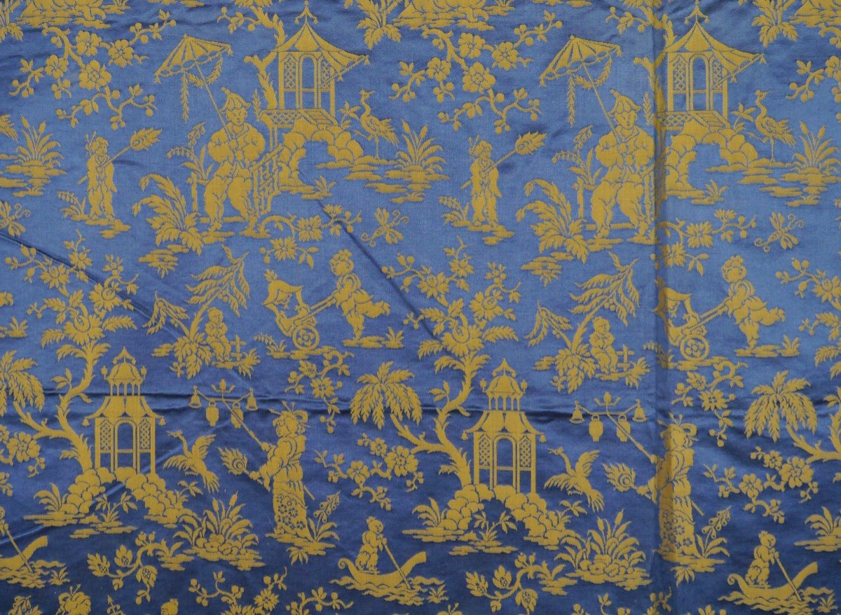 Louis XVI Fabric With Decorations Of Chinese, Birds And Pagodas