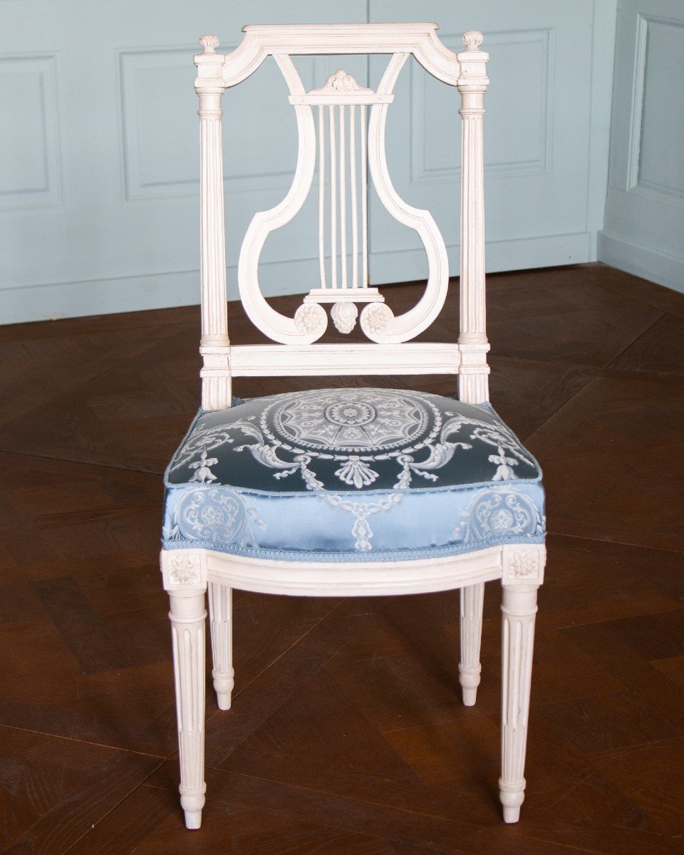 Suite De Quatre Chaises Louis XVI, XVIIIe-photo-2