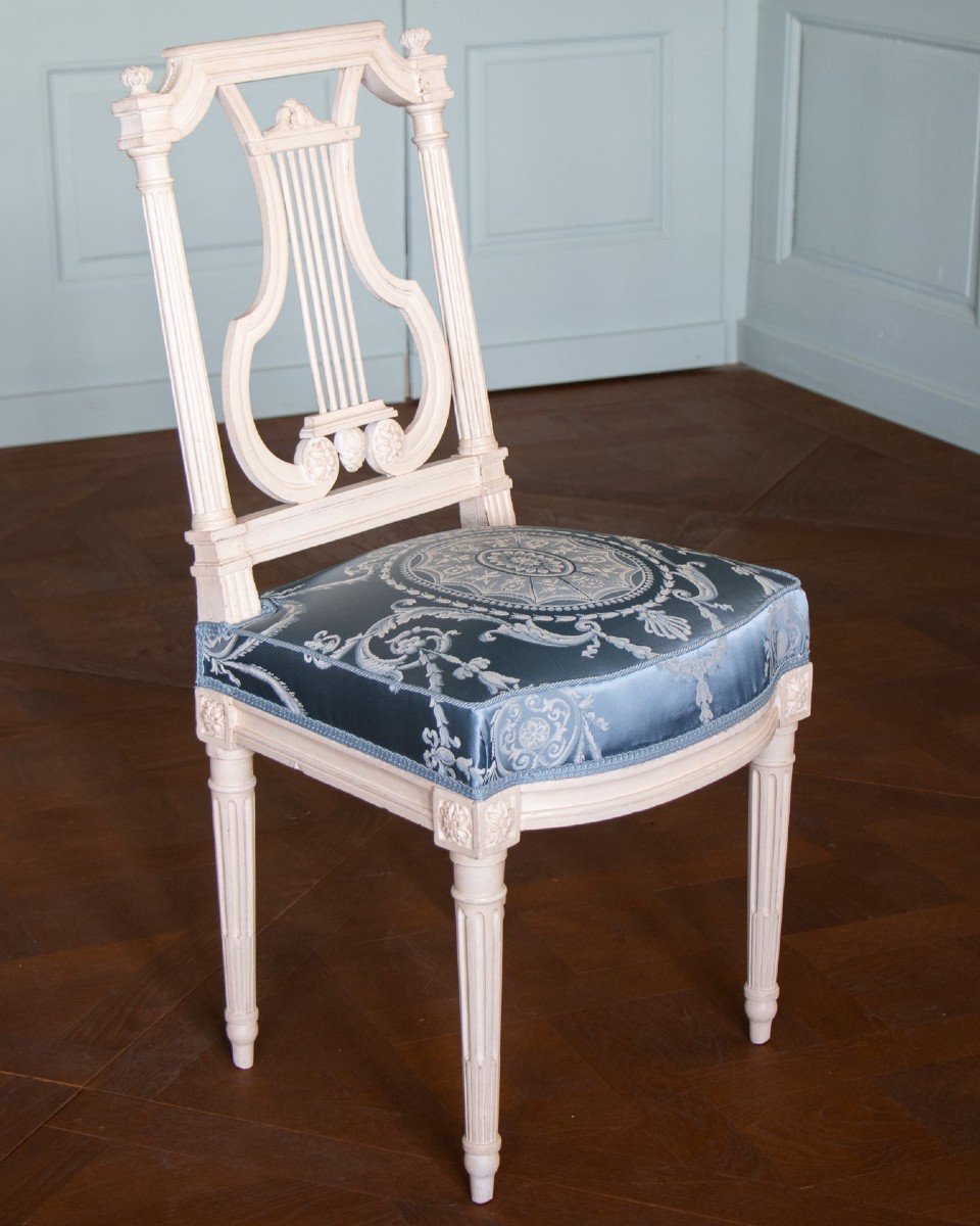 Suite De Quatre Chaises Louis XVI, XVIIIe-photo-3