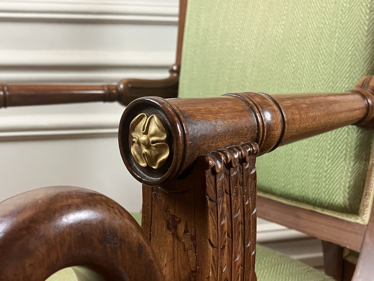 Paire De Fauteuils Empire en acajou, début XIXe-photo-4