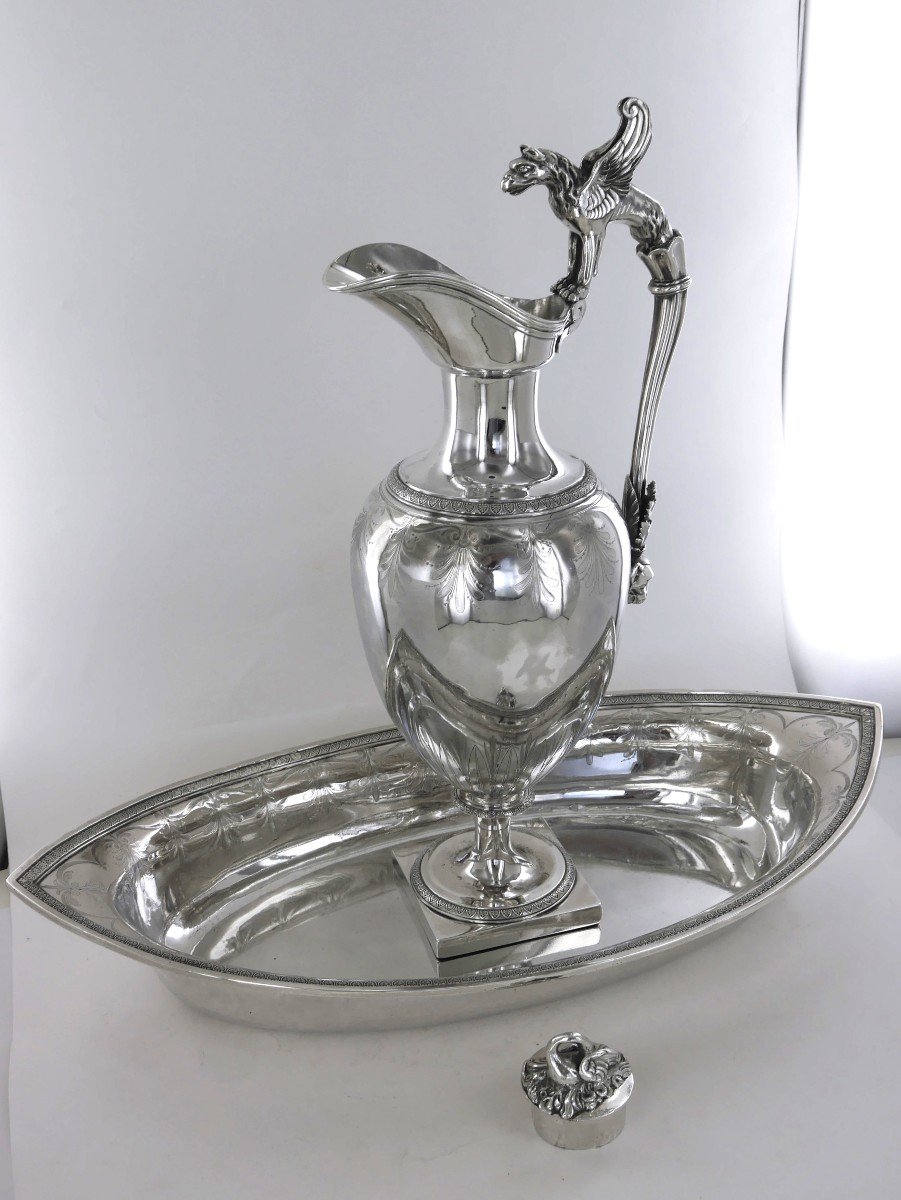An Empire Ewer And Its Basin In Sterling Silver, Early 19th Century-photo-3