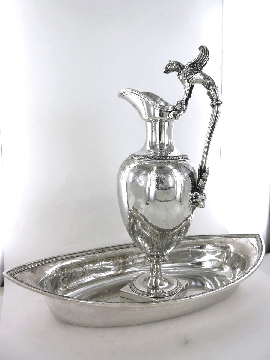 An Empire Ewer And Its Basin In Sterling Silver, Early 19th Century