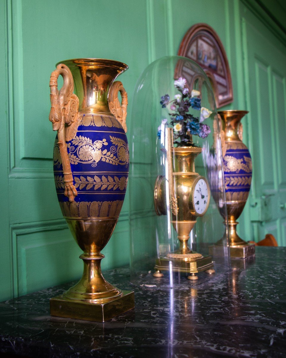 Pair Of Paris Porcelain Vases, 19th Century