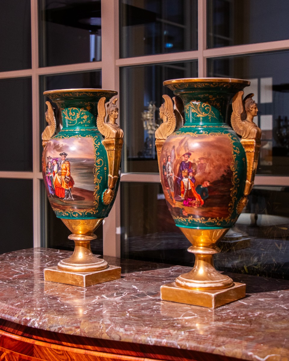 Paire De Vases En Porcelaine De Paris, XIXe-photo-2