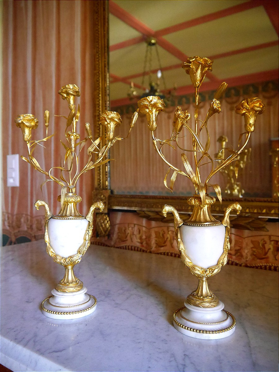 Pair Of Louis XVI - Directory Period Candelabras, Late 18th Century