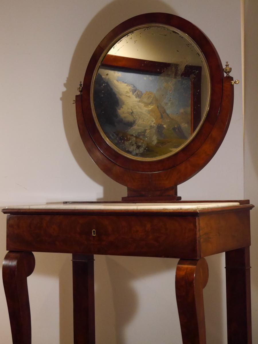 Dressing Table In Mahogany, Empire Style Of The 19th Century-photo-3