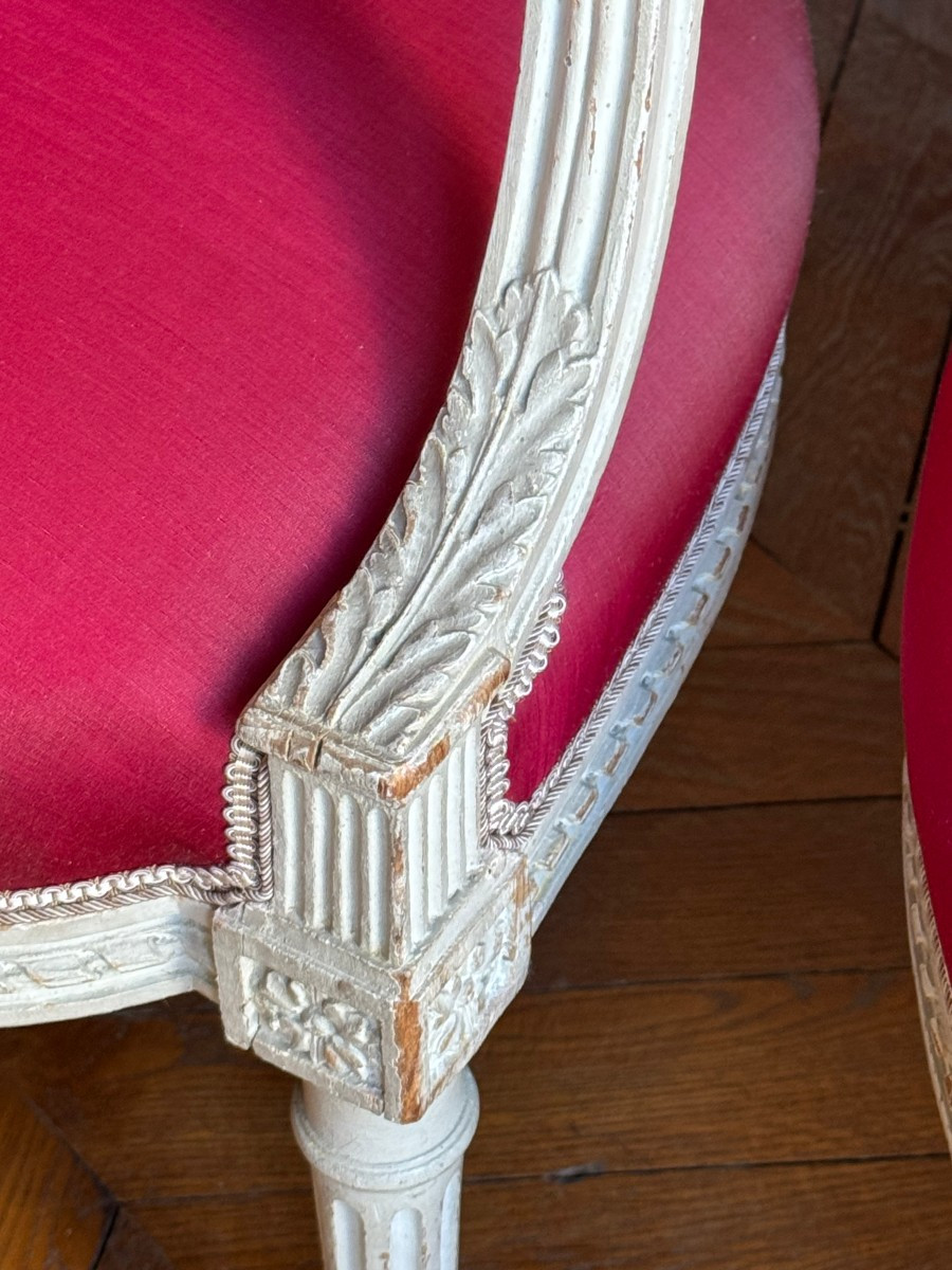 Pair Of Louis XVI Period Medallion Armchairs, 18th Century, Stamped Georges Jacob-photo-3