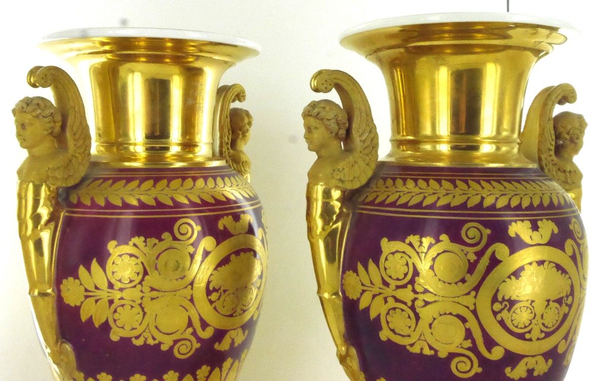 Paire de vases en porcelaine de Paris, XIXe-photo-3