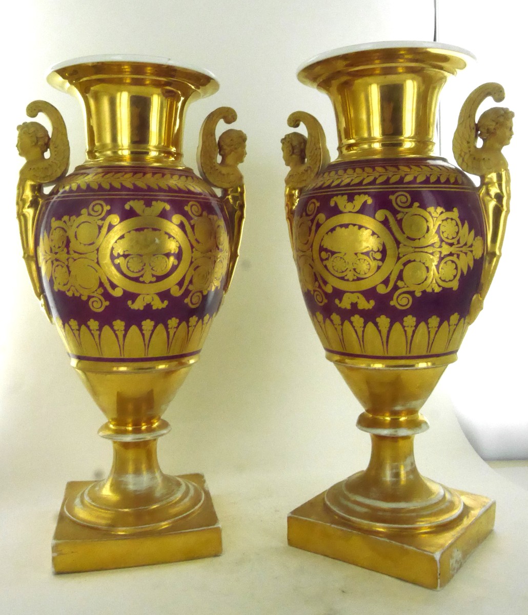 Paire de vases en porcelaine de Paris, XIXe-photo-4