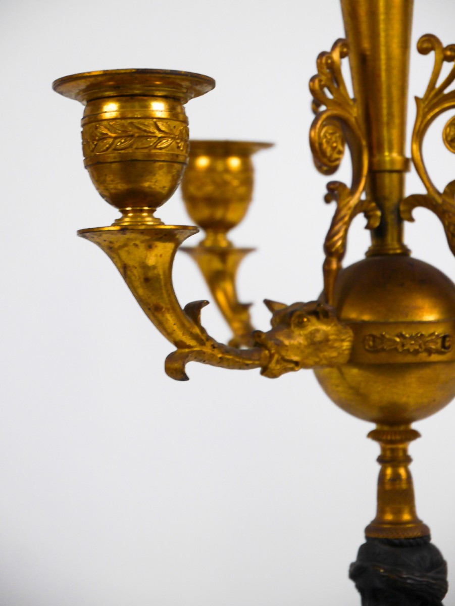 Paire de candélabres d'époque Consulat, début XIXe-photo-3
