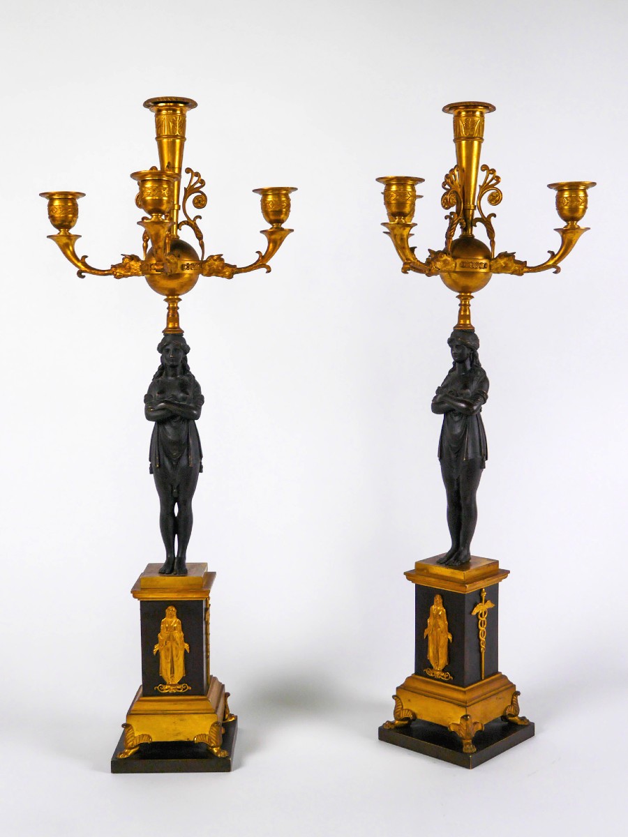 Paire de candélabres d'époque Consulat, début XIXe