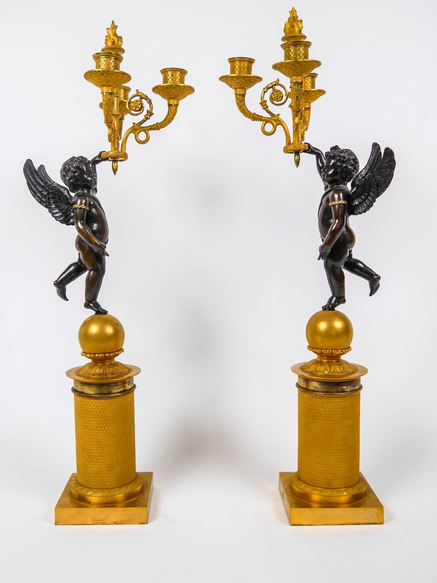 Pair Of Empire Period Candelabra, Early 19th Century-photo-2