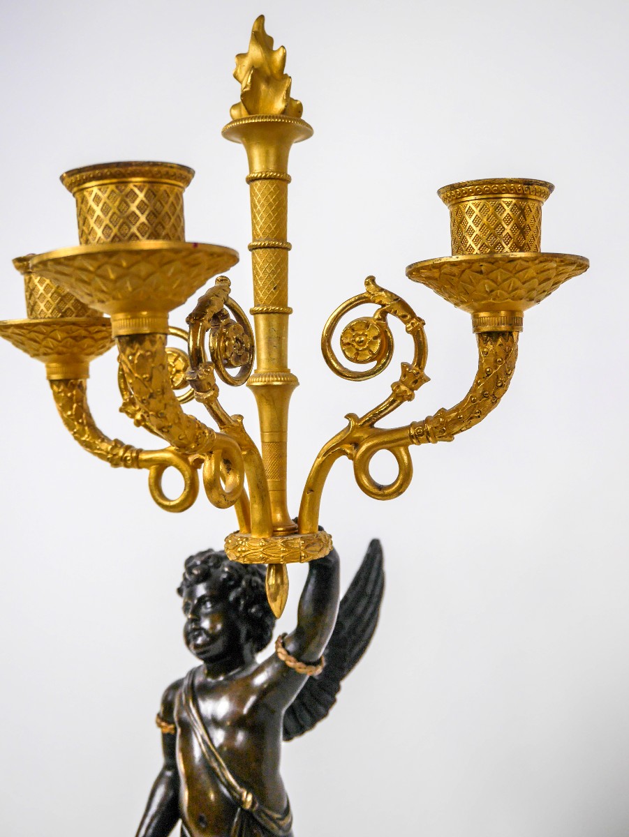 Pair Of Empire Period Candelabra, Early 19th Century-photo-4