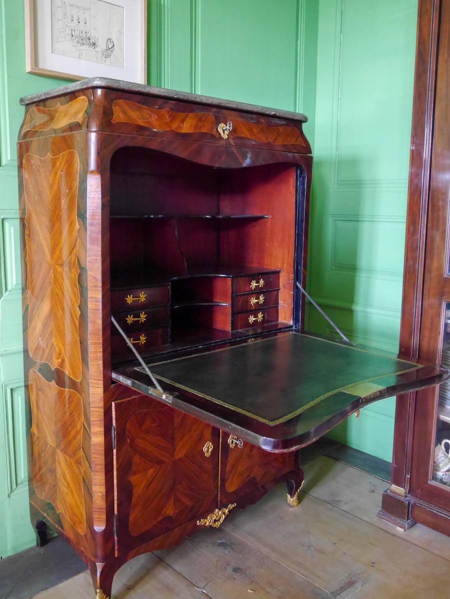 Secrétaire d'époque Louis XV, attribué à Roussel XVIIIe siècle-photo-3