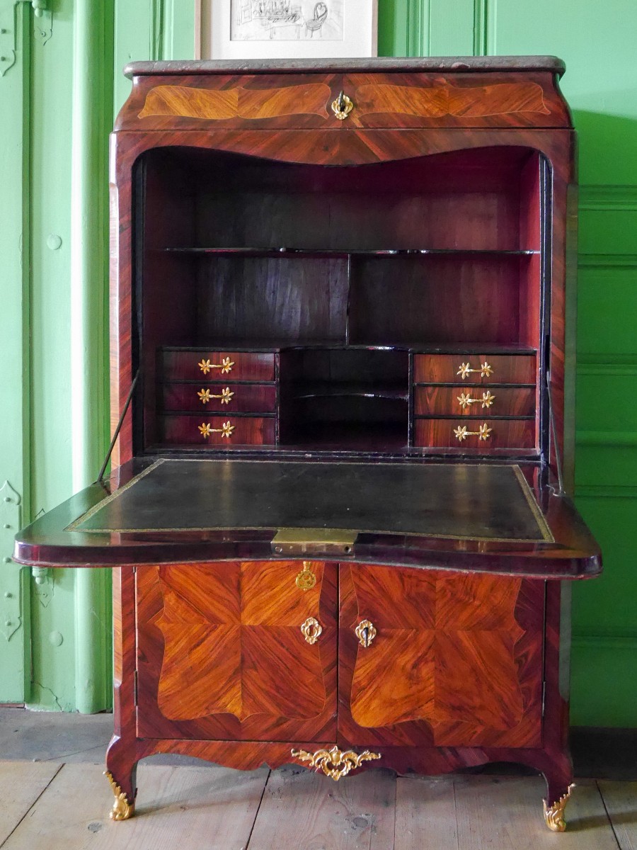 Secrétaire d'époque Louis XV, attribué à Roussel XVIIIe siècle-photo-4