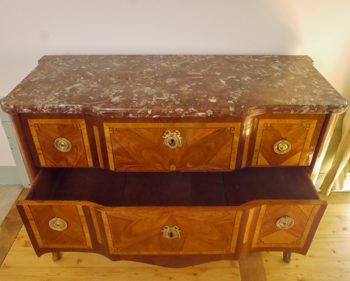 Commode Transition d'époque Louis XV estampillée par Lardin, XVIIIe-photo-3