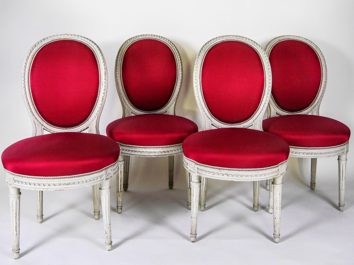 Suite Of 4 Louis XVI Medallion Chairs By Georges Jacob, 18th Century