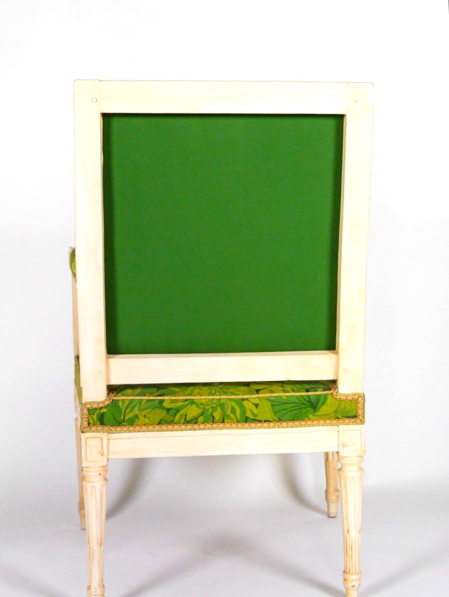 Paire de fauteuils à la reine en hêtre laqué estampillés JB Boulard d'époque Louis XVI, XVIIIe-photo-3