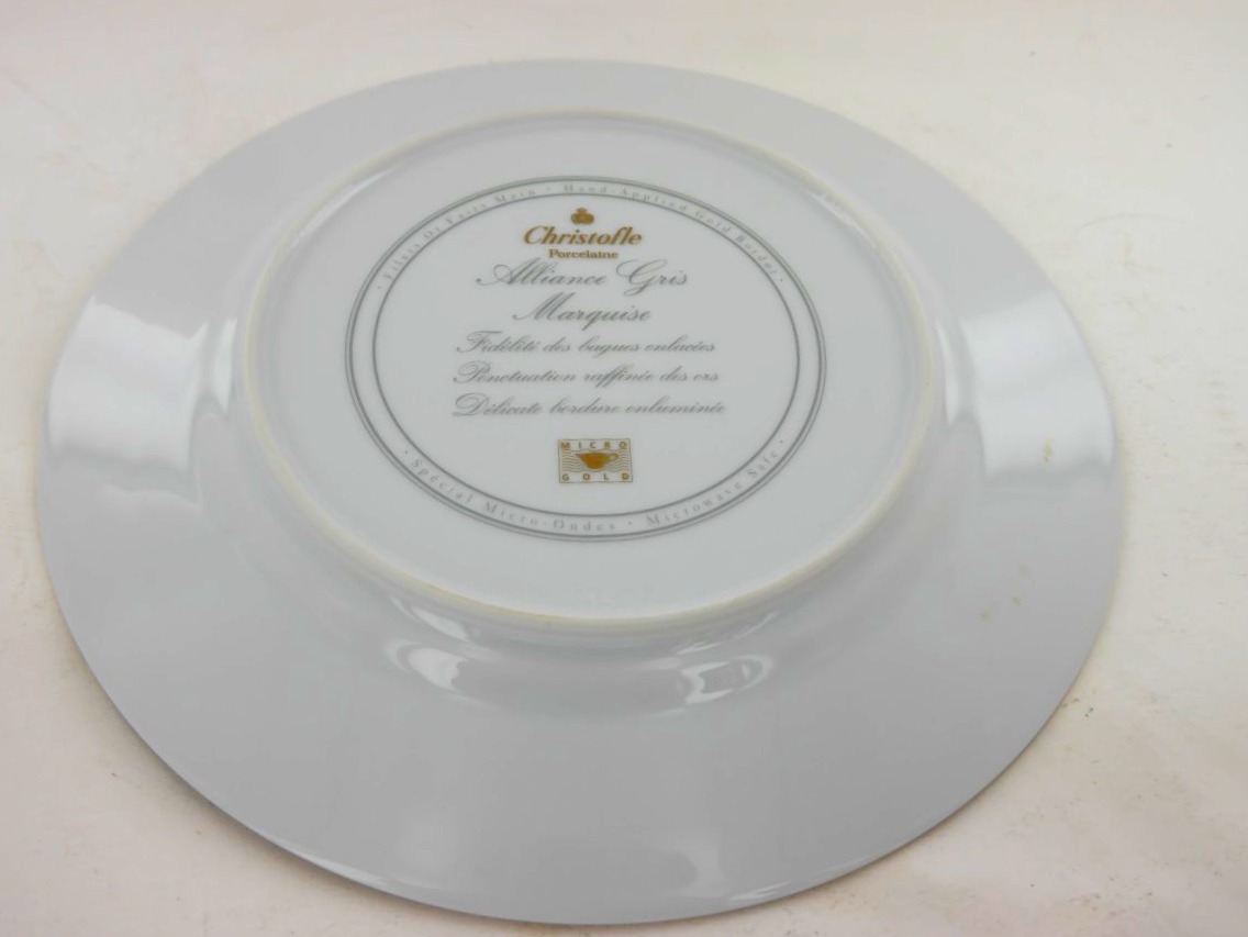 Set Of 18 Christofle Alliance "gris Marquise" Plates, 20th Century-photo-2