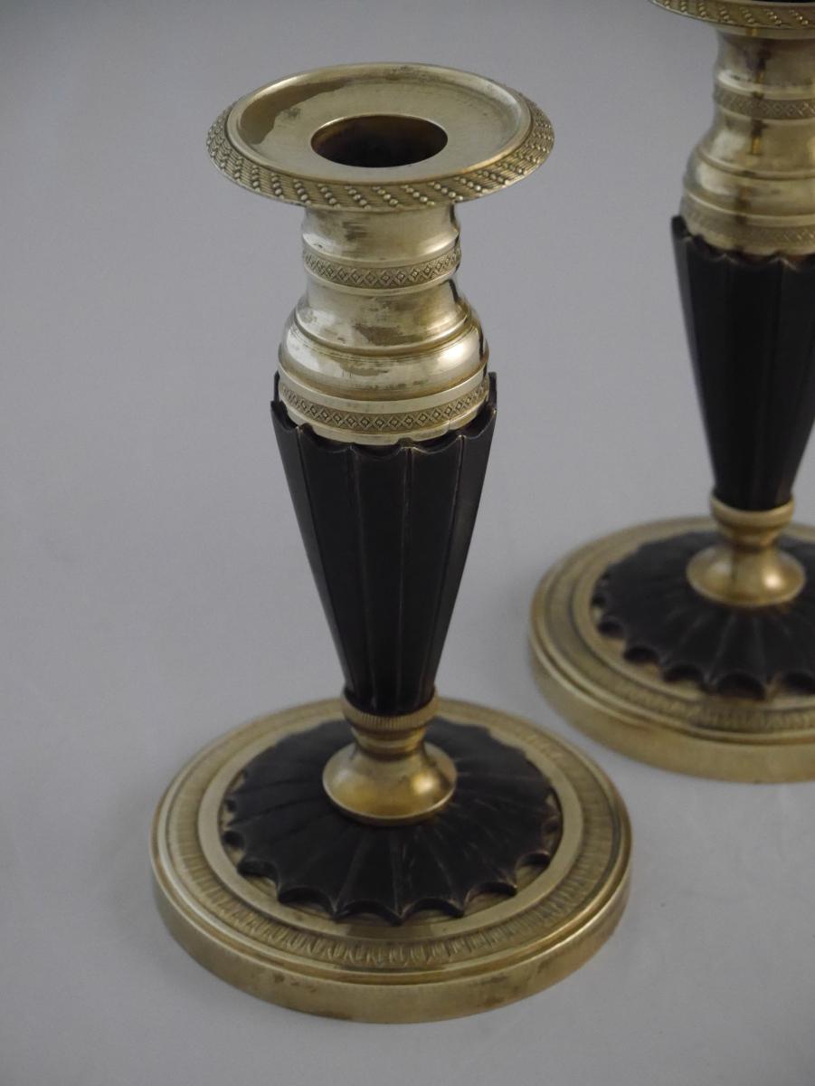 Pair Of Small Candlesticke By Thomire, Empire Period, 1810-photo-3