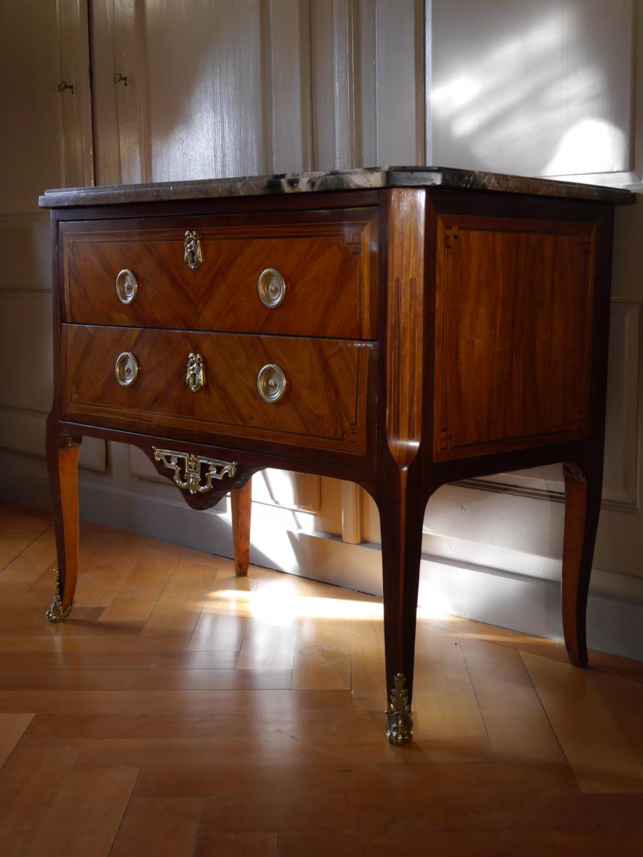 Commode De Style Transition Et d'époque Louis XVI, Estampillé E.Avril, XVIIIe-photo-3