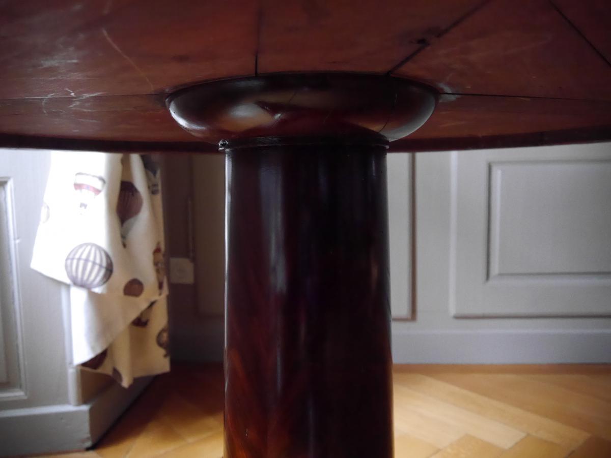 Grand Pedestal Table In Mahogany, Empire Period, 19th Century-photo-3