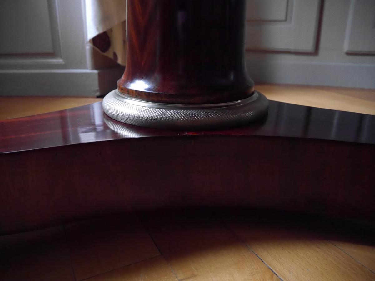 Grand Pedestal Table In Mahogany, Empire Period, 19th Century-photo-1