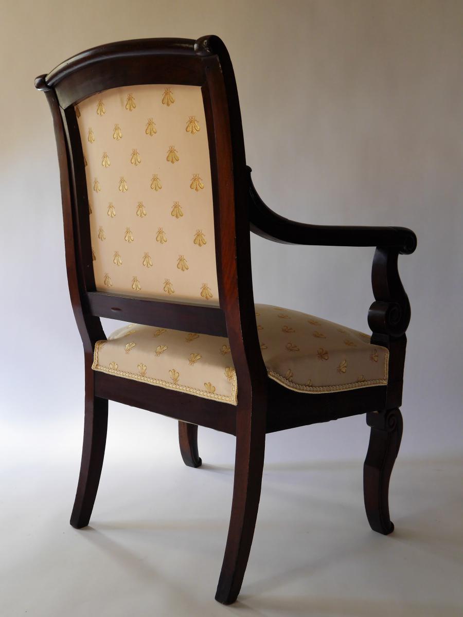 Fauteuil En Acajou d'époque Louis-philippe, XIXe-photo-3