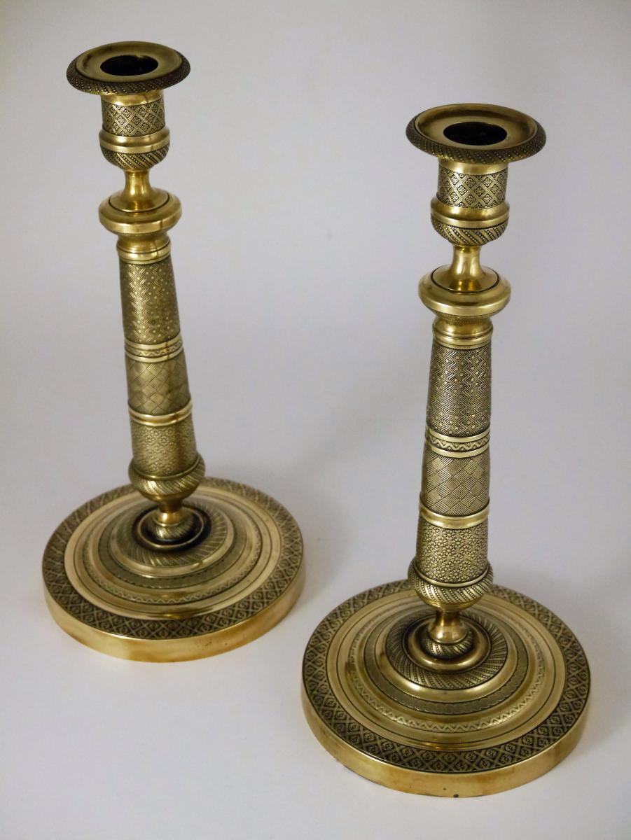 Pair Of Big Candlesticks, Empire Period, Early 19th Century