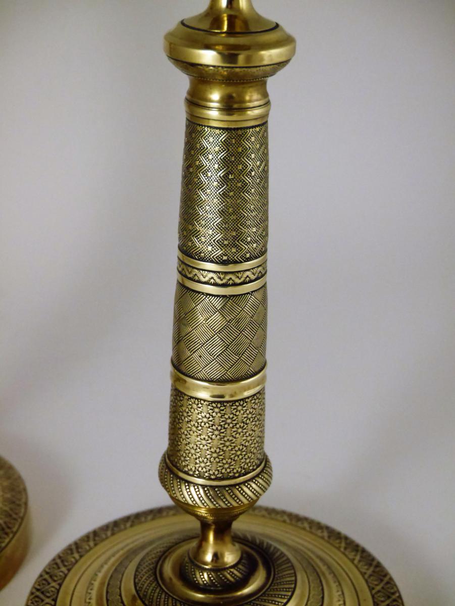 Pair Of Big Candlesticks, Empire Period, Early 19th Century-photo-3