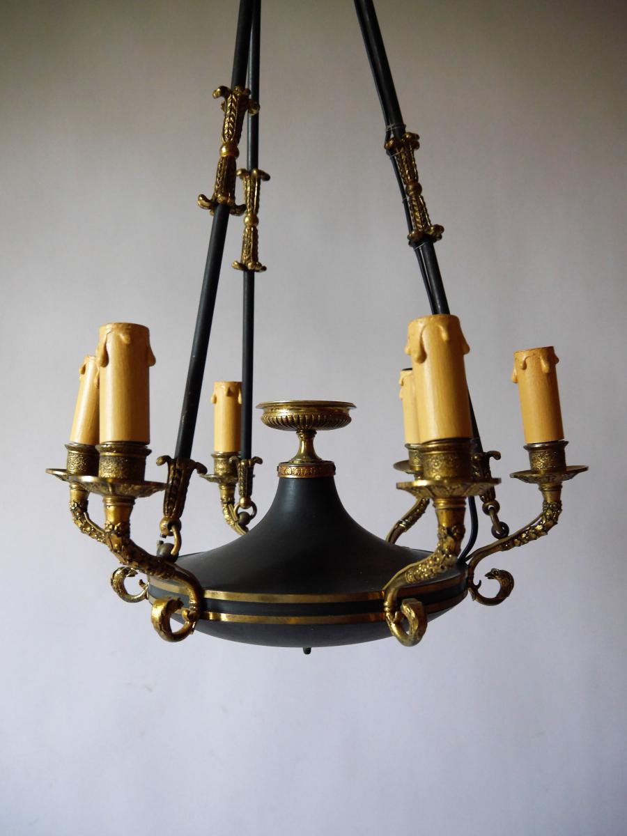 Chandelier Of The Empire Style, 19th Century-photo-3