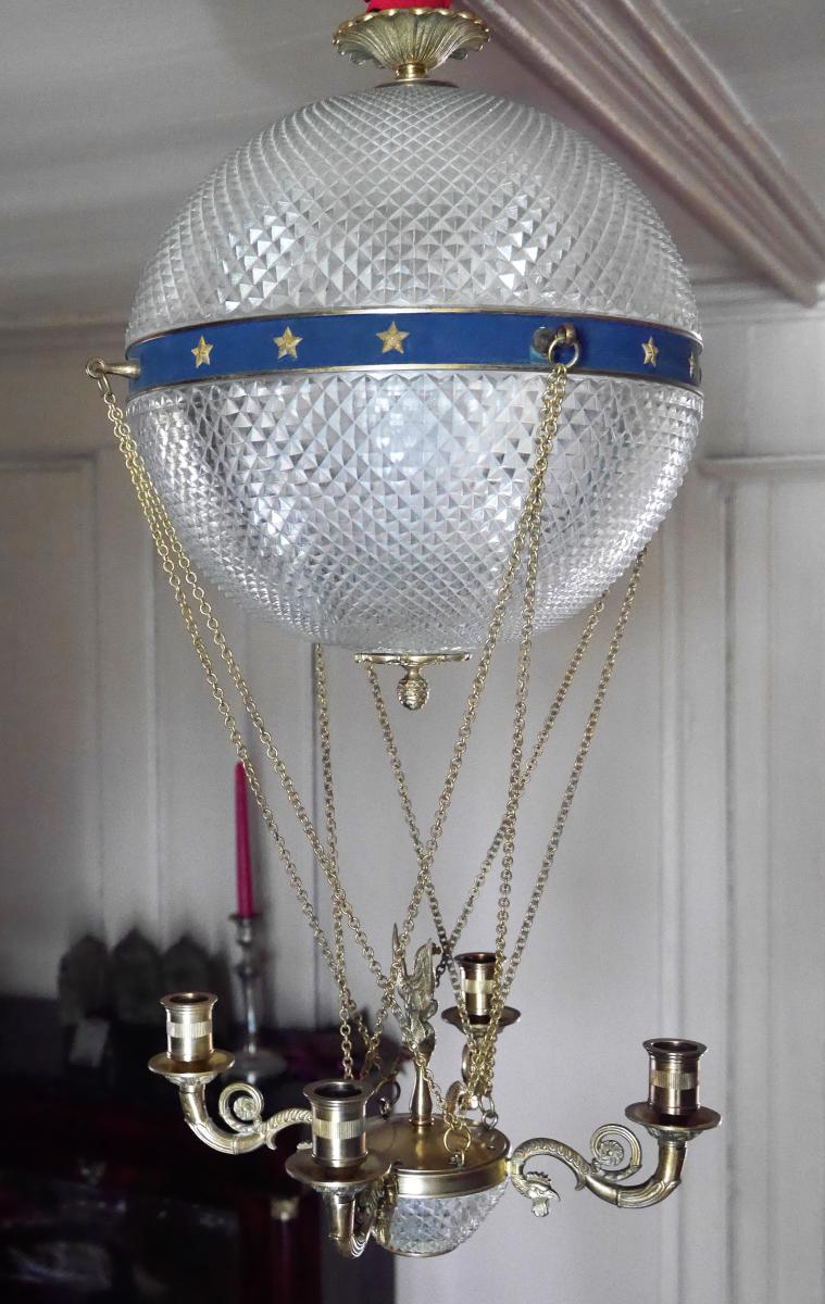 Lustre Montgolfière de style Empire, XIXe-photo-2
