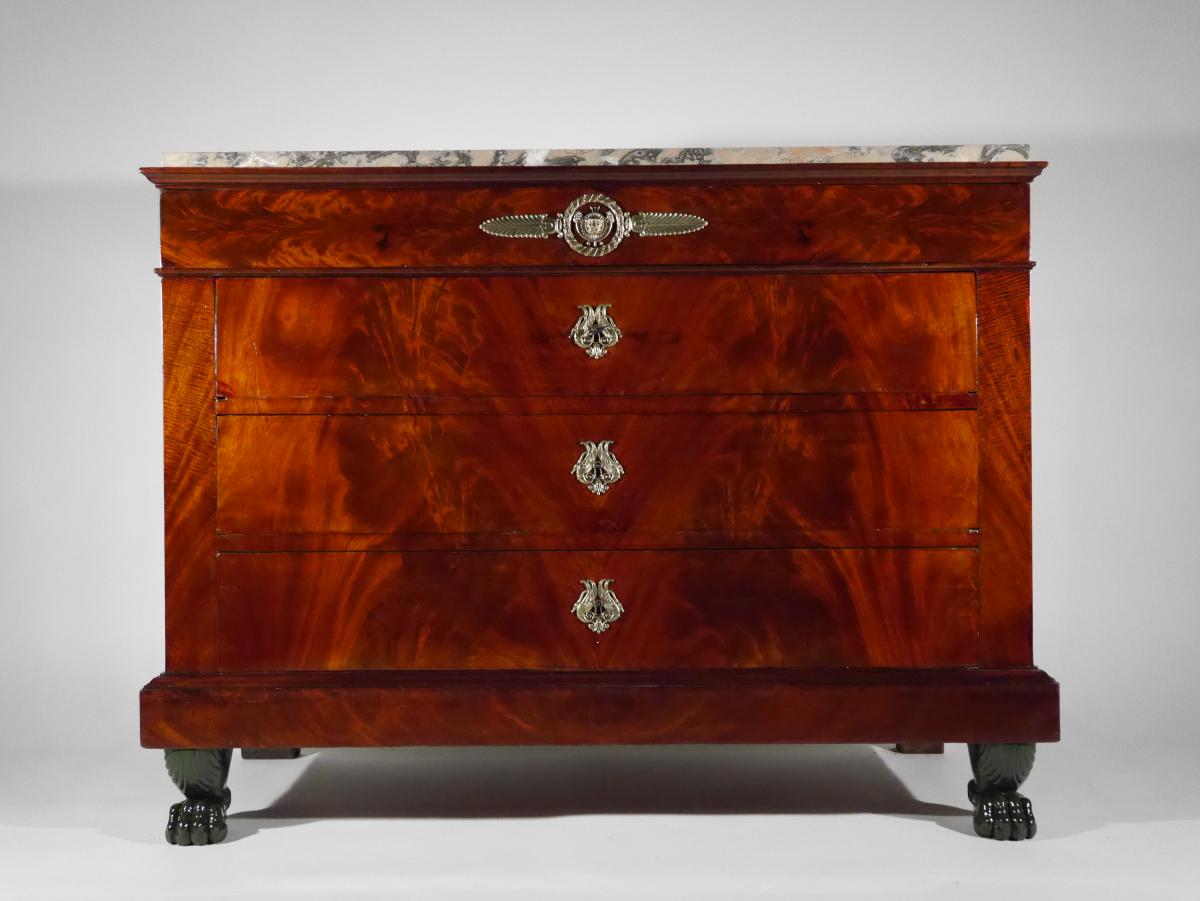 Chest Of Drawers With Claws Feet, Empire Period, 19th Century-photo-7