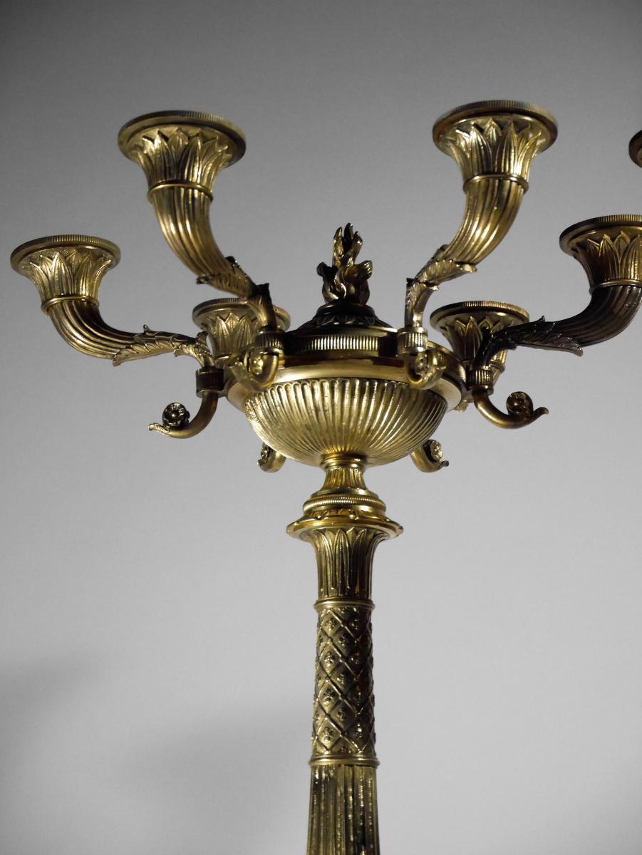 Large Pair Of Candelabra, Empire Period, Early 19th Century-photo-3