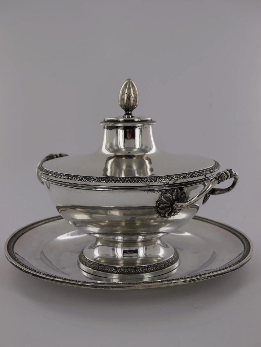 Bouillon Avec Son Présentoir, d'époque Empire, Début XIXe Siècle-photo-3