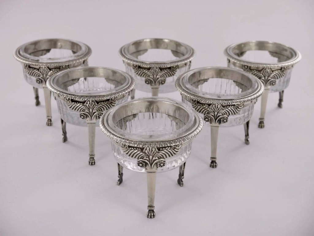 Suite 6 Empire Silver Salt Cellars, Paris, 19th Century