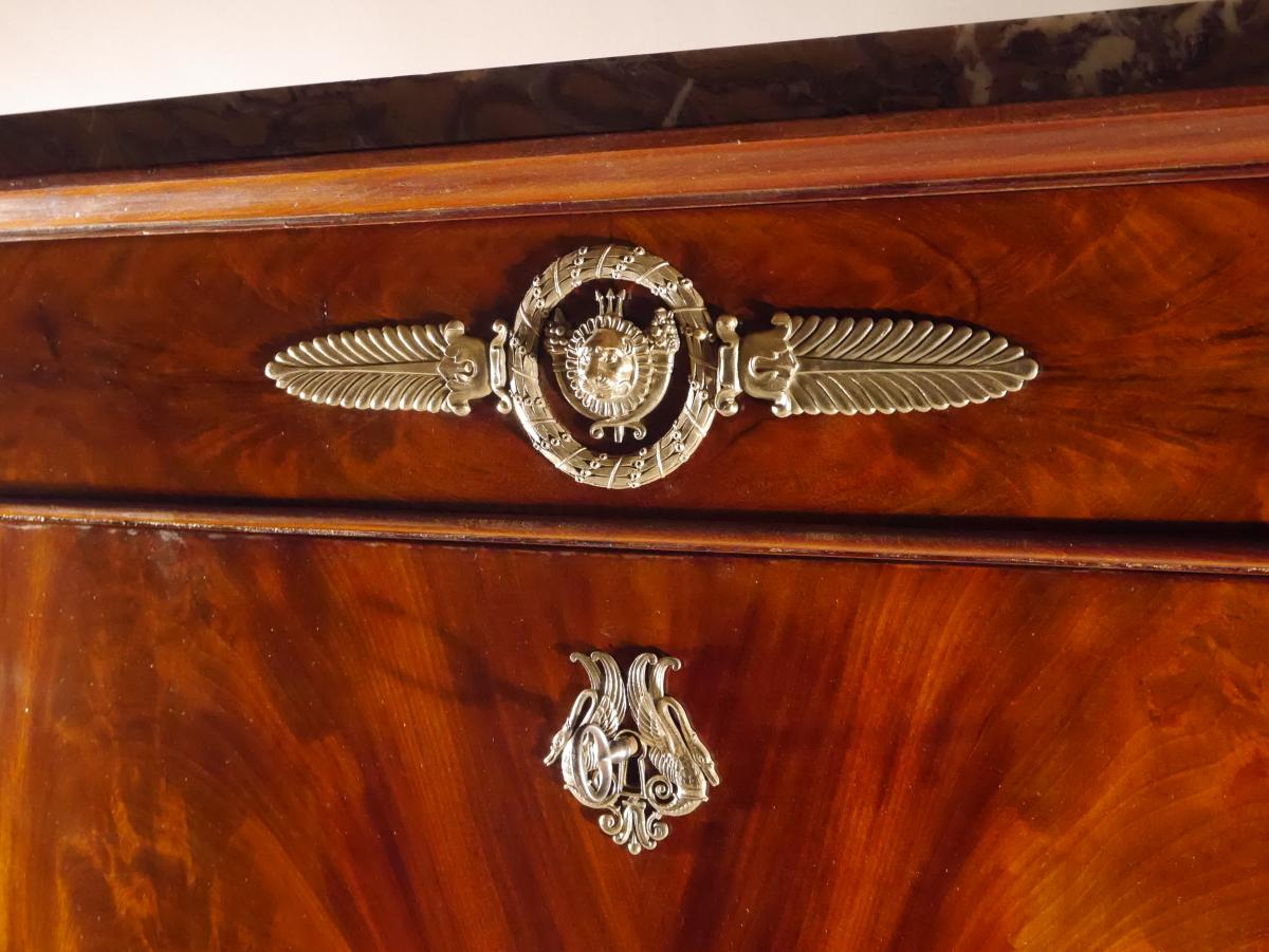 Writing Desk In Mahogany, Empire Period, Early 19th Century-photo-2