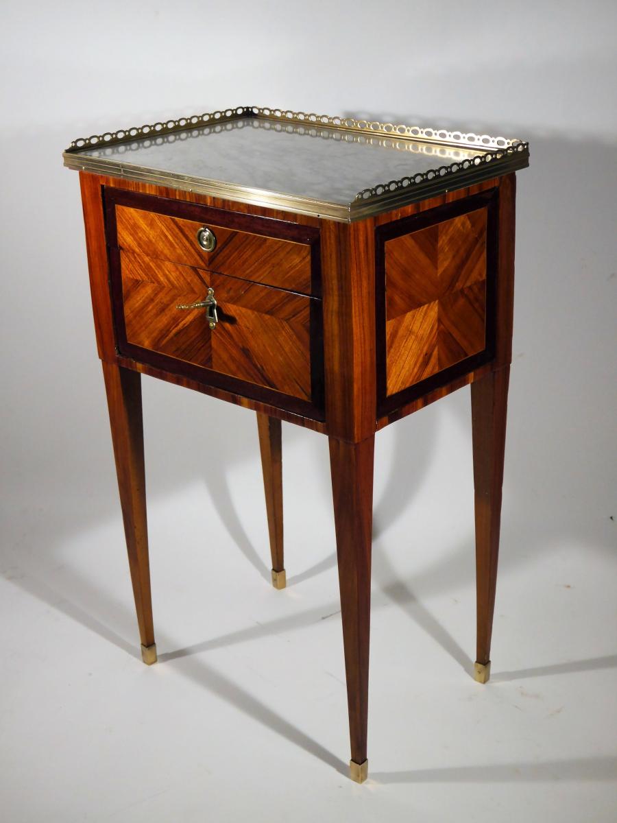 Working Table Or Bedside Table, Louis XVI Period, By F Schey, 18th Century