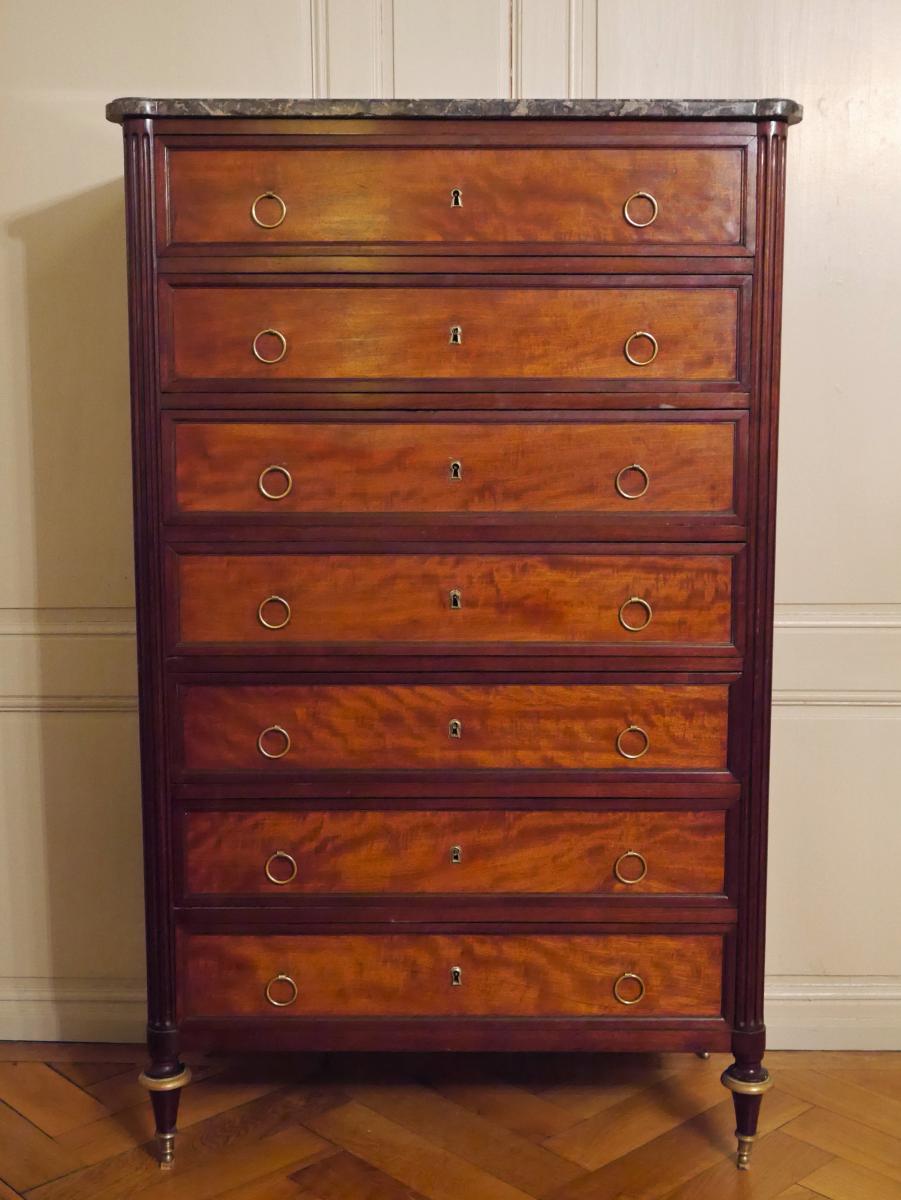 Chest In Mahogany, Louis XVI Period, 18th Century