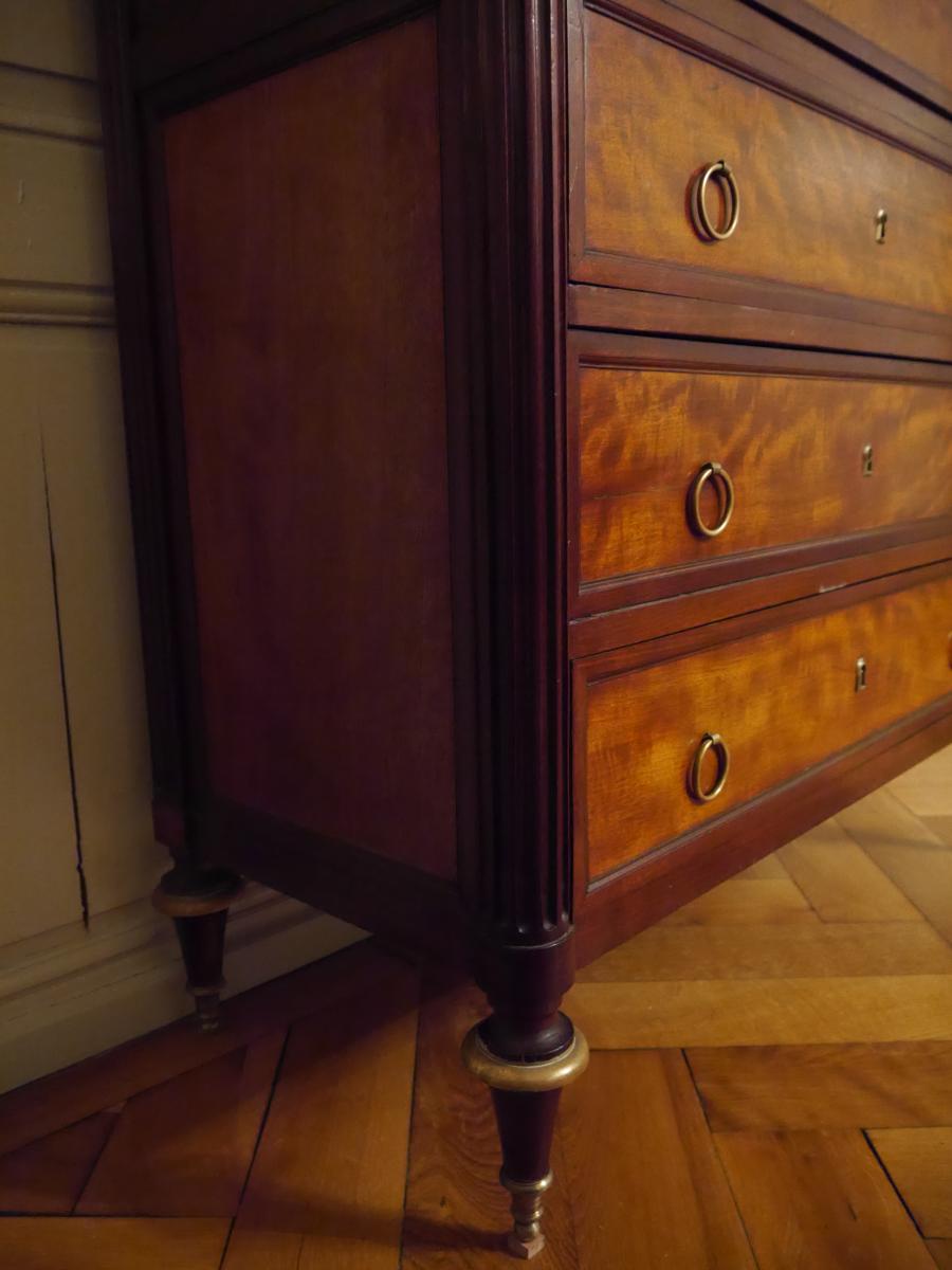 Chest In Mahogany, Louis XVI Period, 18th Century-photo-1
