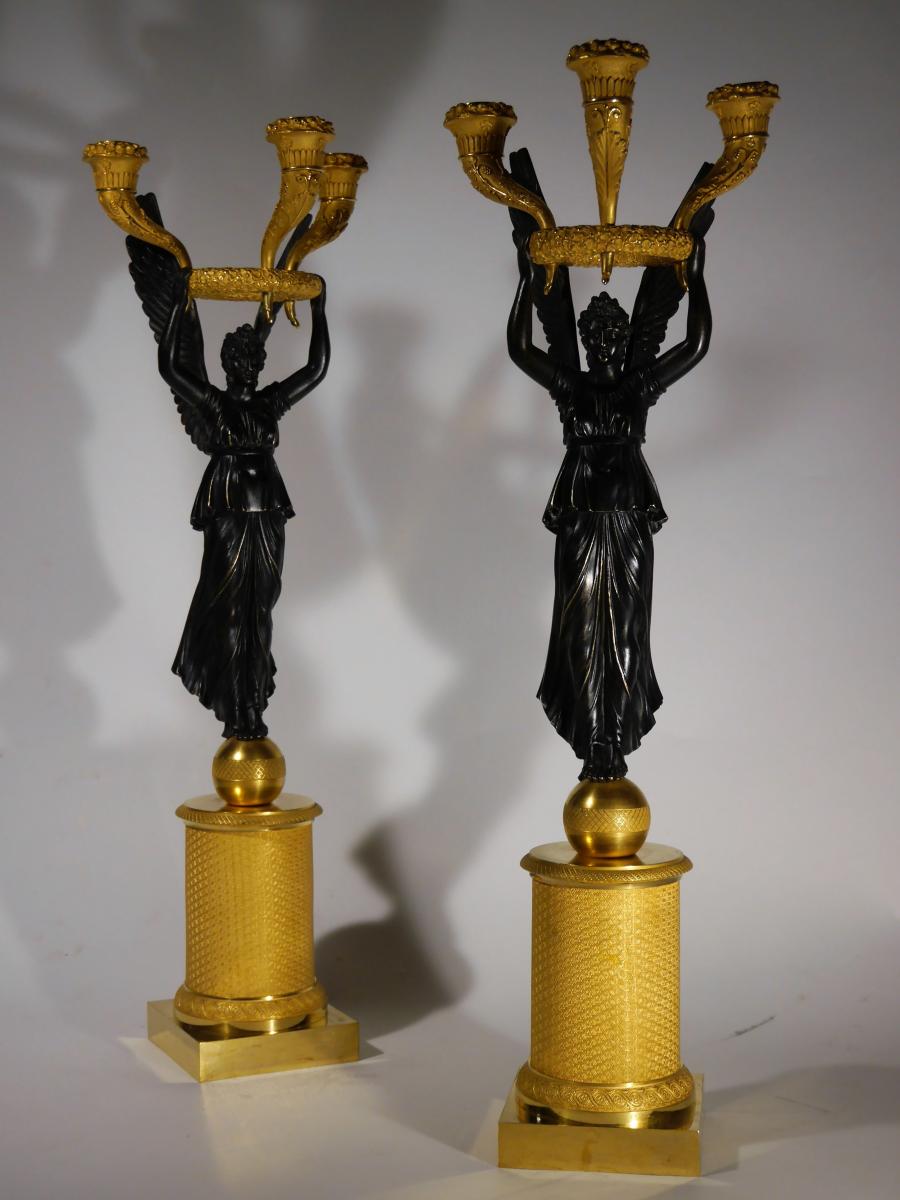 Paire De Candélabres d'époque Empire, Par Thomire, Début XIXe-photo-2