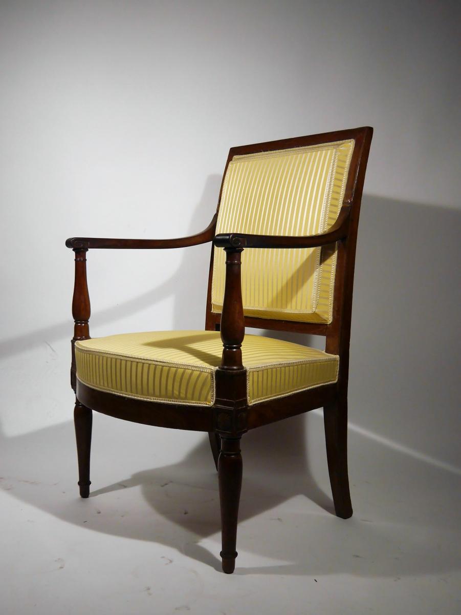 Fauteuil En Acajou d'époque Directoire, Estampillé De Georges Jacob, XVIIIe-photo-1